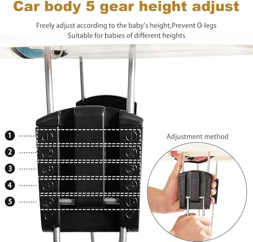 مشاية اطفال Foldable 9-Level Adjustable Height + Anti-Rollover Safety | DMG Baby Walker for 6-18M Boys/Girls, Multi-Function & Comfortable for Home/Outdoor (Black)