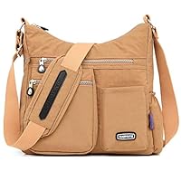 STUOYE Crossbody Bag for Women Multi Pocket Shoulder Bag Nylon Lightweight Messenger Bags Travel Purses and Handbags (1312 Camel)