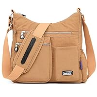 STUOYE Crossbody Bag for Women Multi Pocket Shoulder Bag Nylon Lightweight Messenger Bags Travel Purses and Handbags (1312 Camel)