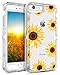 GUAGUA iPhone 6S Case iPhone 6 Case Clear Sunflower Flowers Floral Printed Three Layer Hybrid Hard Plastic Soft Rubber Cover Shockproof Protective Phone Case for iPhone 6/6S Transparent Yellow