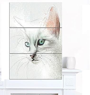 Designart Mt13160 3pv Sweet Lovely White Cat Large Animal Metal Wall Art White 28x36 Buy Online At Best Price In Uae Amazon Ae