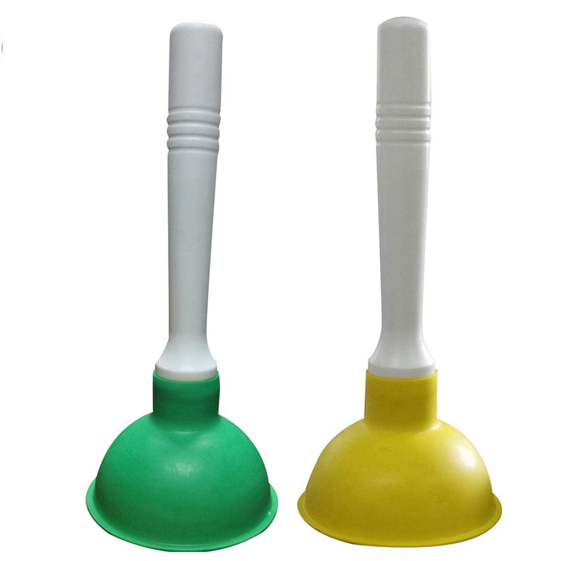 Coralpearl Hand Drain Plunger Small Force Pump Cleaner Plumber Helper Unclogger Tool Short Little Clog Remover for Kitchen Sink, Bathroom Toilet, Shower Tub in 4 Inch Cup 9" Bar Handle (Green+Yellow)