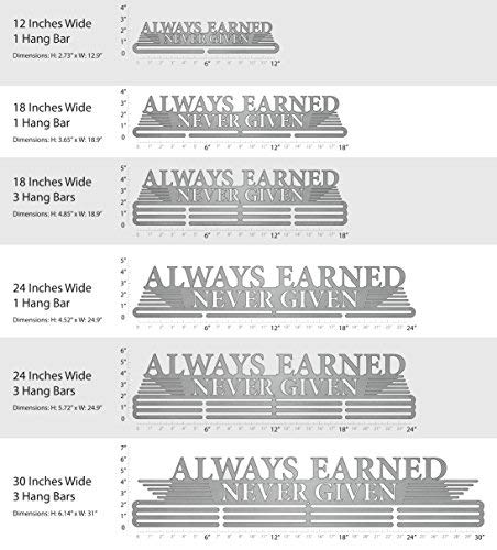 Allied Medal Hangers - Always Earned Never Given (Compact) (12" Wide with 1 Hang bar)