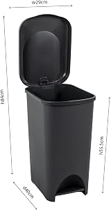 Addis Eco 40 L Pedal Bin Recycled Plastic Dark Grey UK Made 519001ADF view 7