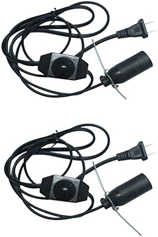 2Pack Pendant Light Socket Cord with Dimmable Switch,1.5M/ 4.92Ft E12 Black Vintage Edison Hanging Lantern Cord Cable, UL Listed
