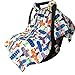 Baby Minky Velboa Carseat Canopy Carrier Cover (Airplane / Turquoise)