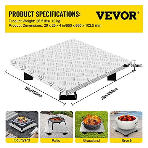 VEVOR Fire Pit Heat Shield, 26 x 26 Inch Deck Defender & Grass Guard, High Temp Carbon Steel