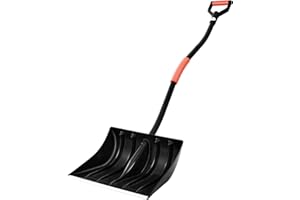 VEVOR Snow Shovel for Driveway, 17 in Wide Plastic Snow Shovel with D-Shaped Handles & Aluminum Blade, Large Capacity Snowplo
