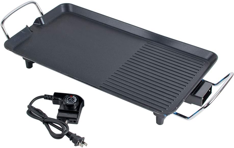 review Lolicute Electric Grill Non Stick Cooking Smokeless Barbecue Smokeless Grill 110V 1500W 6 People and Above Applicate Electric Teppanyaki Table Top Grill Griddle