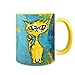 Eye Punch Cat Funny Mug by Pithitude - One Single 11oz.Yellow Coffee Cup