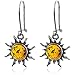 Dark Amber Sterling Silver Sun Hook Small Earrings