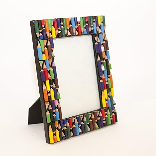 Photo Frame - Recycled Pencils - Hand Crafted Frame by Simply Natural Bliss - 7x5 in - Unique Picture Frame for Horizontal or Vertical Pictures - Great for Kids and Families - Recycled Materials