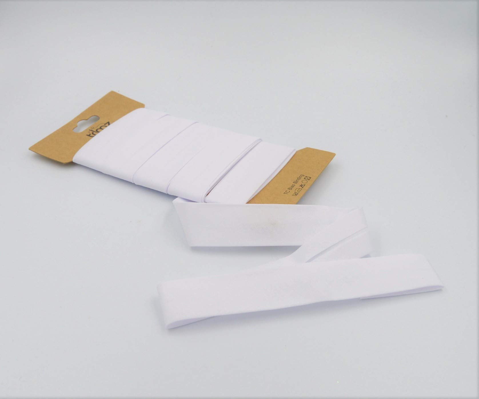 Trimz Poly Cotton Bias Binding, White, 25mm x 10m, TCWHT2510C