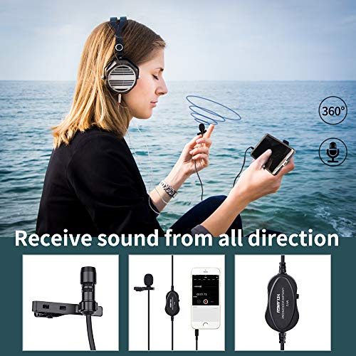 Lavalier Microphone, Professional Lapel Mini Mic with USB Charging