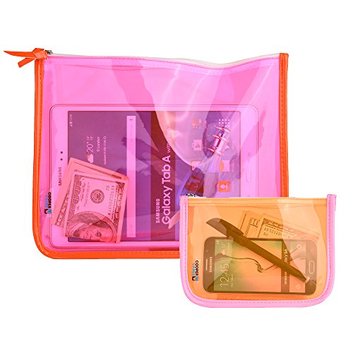Cooper Cases(TM) Beach Bag Vodafone Smart Tab 10/II 10/III 10.1, Tab Prime 6 7-10 inch Tablet & 4-5 inch Smartphone Sleeve w/ Zipper in Neon Pink