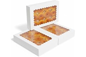 20Pcs Cookie Box with Window, 12x8x2.5 Inch White Bakery Boxes, Pastry Boxes, Mini Pie & Macaron Bakery Box - Pastry, Dessert