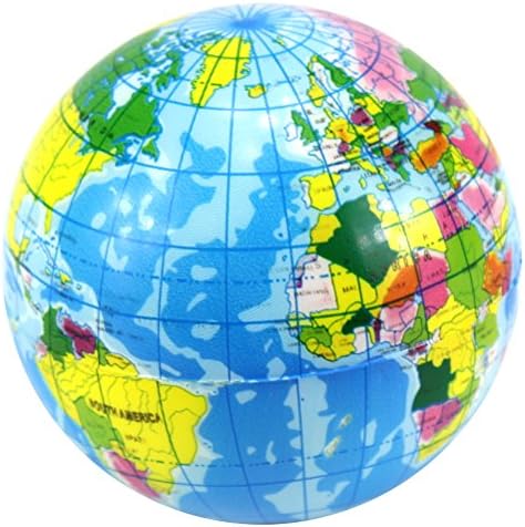 Toy Balls 2.5" World Earth Globe Squeeze Foam, Perfect for Stress Relieving, Add On for Sports Playsets
