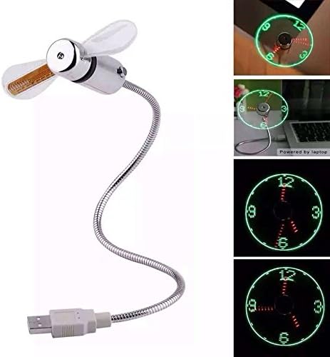 Cool Gadget USB Mini Flexible Time LED Clock Fan with LED Light