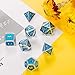 7 Pieces Metal Dices Set DND Game Polyhedral Solid Metal D&D Dice Set with Storage Bag and Zinc Alloy with Enamel for Role Playing Game Dungeons and Dragons, Math Teaching (Silver Edge Sky Blue)