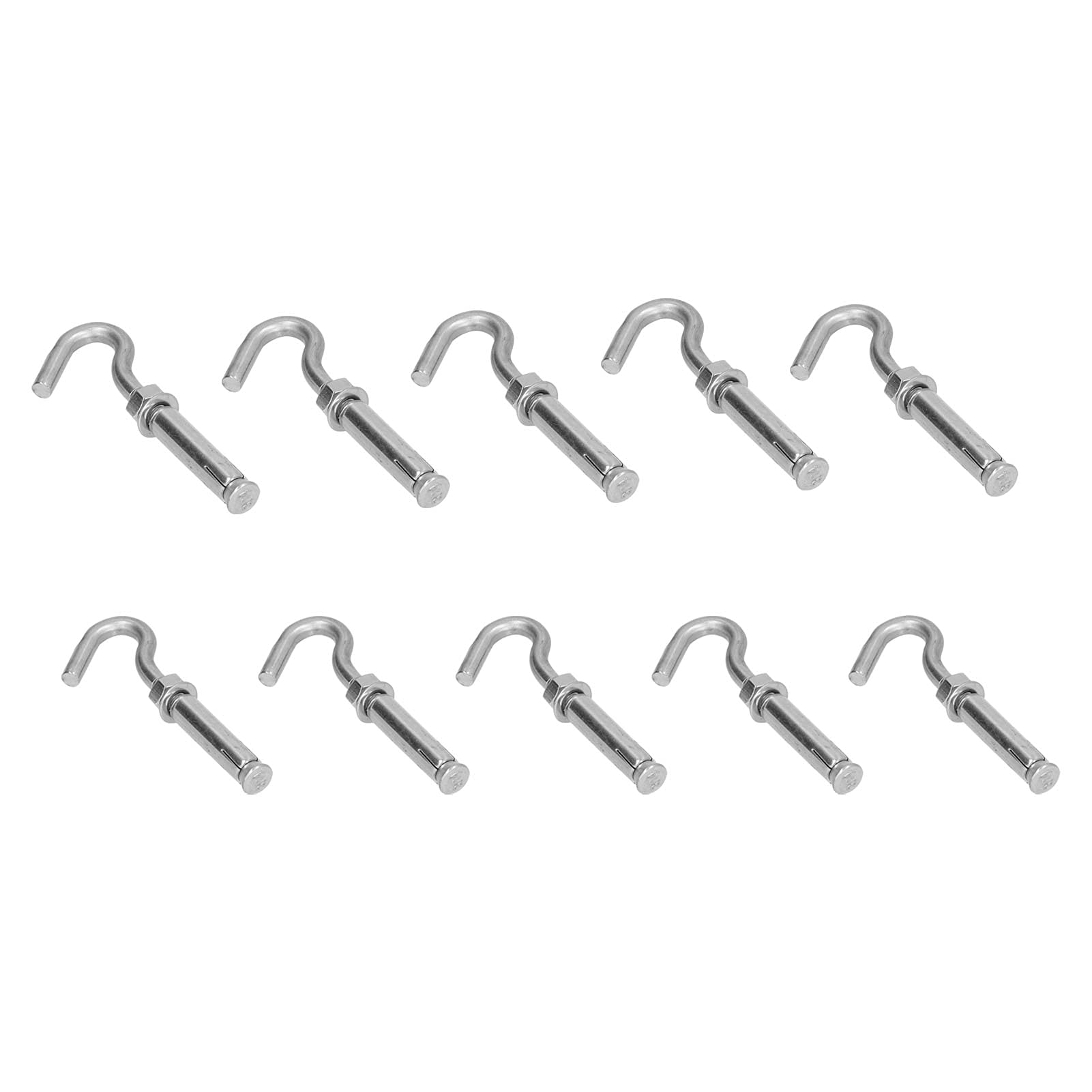 Stainless Steel Open Cup Hook 10Pcs | M10 Expansion Anchor Hook Screws for Heavy-Duty Hanging, Wall Mounting & Hardware Hasps | Rust-Resistant Stainless Steel Cup Bolts