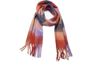 Yatemiole Women's Cashmere Big Coloured Checked Scarf Winter Warm Wrap Scarf