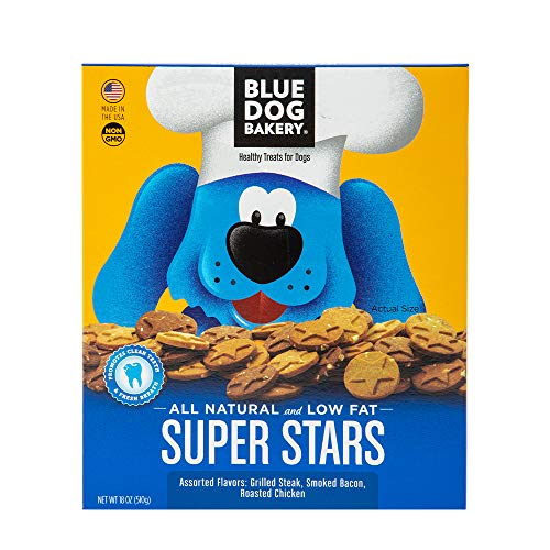 Blue Dog Bakery Natural Dog Treats, Super Stars, 18oz Pack of 6