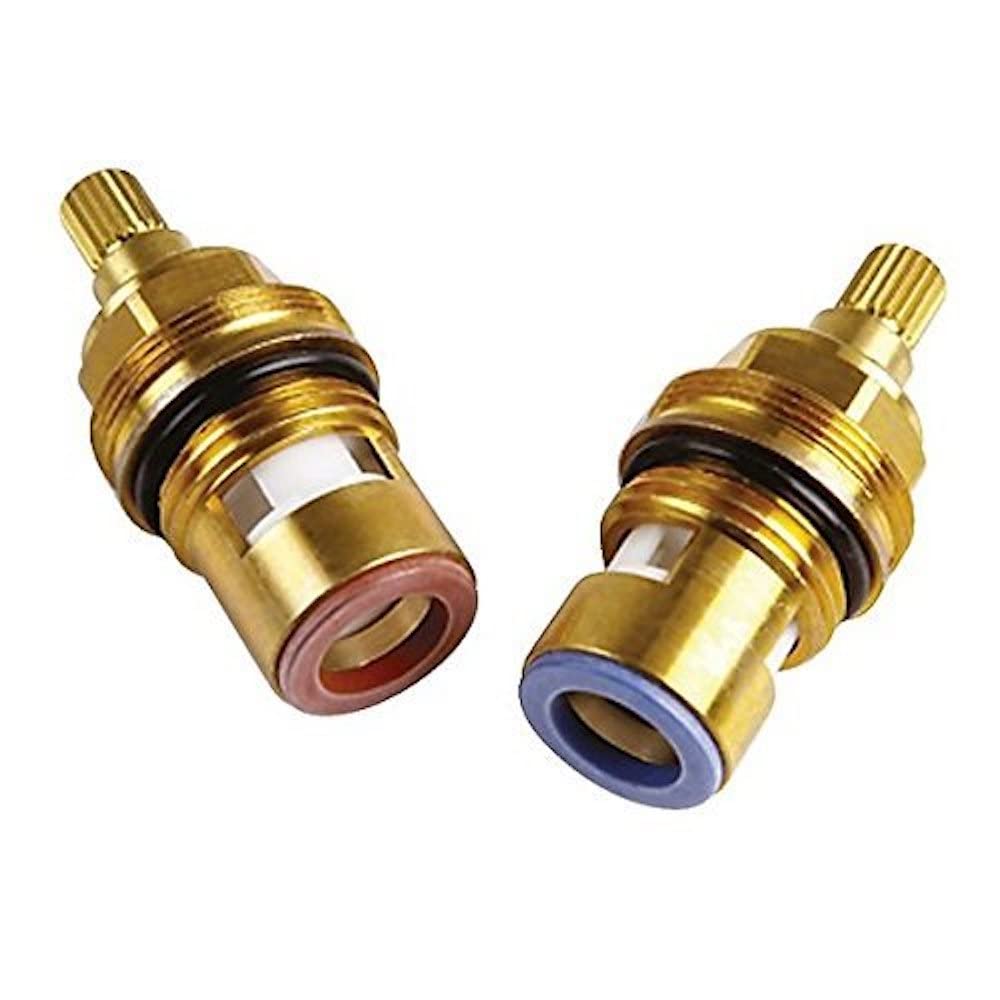 Merriway BH03122 Ceramic Hot and Cold Tap Gland Pair ,Red/Blue,3/8 inch-1/2 inch