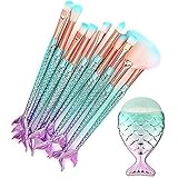 Funfunman Makeup Brushes 11PCS Make Up Foundation Eyebrow Eyeliner Blush Cosmetic Concealer Brushes(Mermaid Colorful)