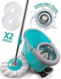 Shoof Spin Mop & Bucket Floor Cleaning System Industrial & Home Cleaning Supplies – 360° Stainless Steel Spin Mop Pole