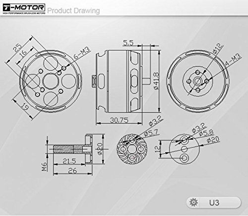 T-MOTOR U3 KV700 High-Power Brushless Motor for Professional Multi-Rotor Aircraft