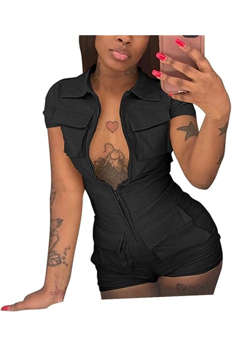 black romper with zipper