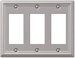 AmerTac 149RRRBN Chelsea Steel Triple Rocker-GFCI Wallplate, Brushed Nickel