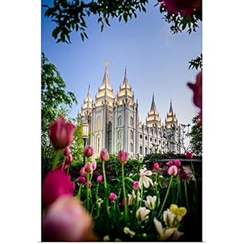 GREATBIGCANVAS Salt Lake Temple with Tulips, Salt Lake City, Utah Poster Print, 12