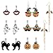 MADHOLLY 7 Pairs Halloween Theme Drop Earring Pumpkin Ghost Cat Wizard Hat Bat Dangle Earring Set for Girls and Women