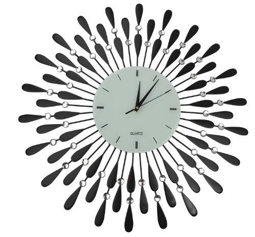 Lulu Decor Black Drop Metal Wall Clock 24 White Glass Dial With Lines 9 Decorative Clock For Living Room Bedroom Office Space