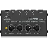 BEHRINGER HA400 Ultra-Compact 4-Channel Stereo Headphone Amplifier Black, Silver