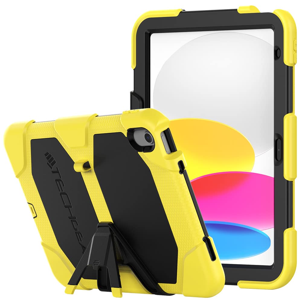 TECHGEAR G-SHOCK Case for iPad 11" A16 (11th Gen 2025) & 10.9" (10th Gen 2022), Heavy Duty Rugged Shockproof Protective Screen Protector Case with Stand, For Schools, Builders, Kids, Everyday Use