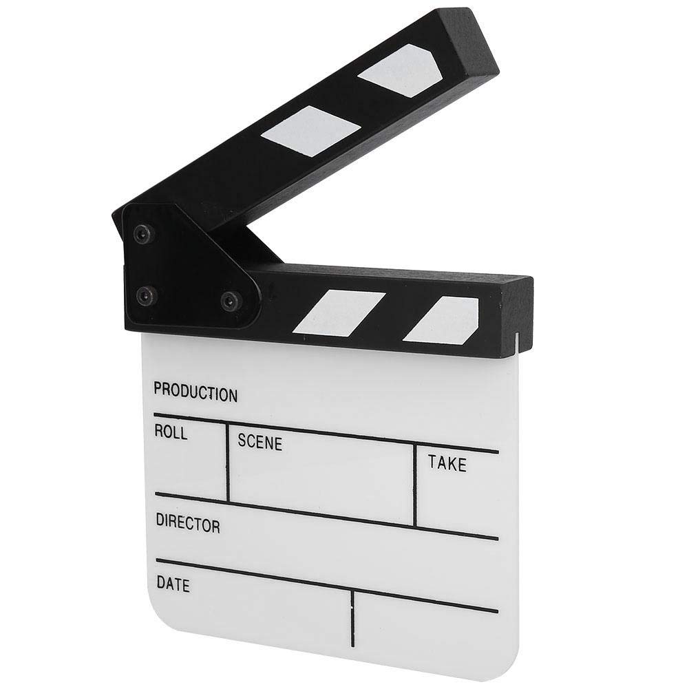 Mini Acrylic Clapper Board, Director Scene Film Cut Prop Action Board with Whiteboard Pen for Shoot Props/Advertisement/Home Decoration/Cosplay/Background(Black/White)