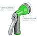 1byone Flat Garden Hose with 7 Function Spray Nozzle and High Pressure, Water Hose for Washing Cars or Driveways, Showering Pets, Watering Garden or Lawn, Cleaning, 50 Feet Expandable Hose-Green/Grey
