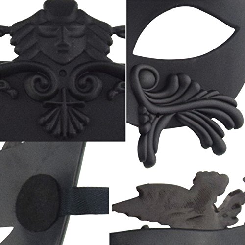 KEFAN Halloween Mask Greek Roman Masquerade Mask Mens Venetian Mardi Gras Mask(Black)