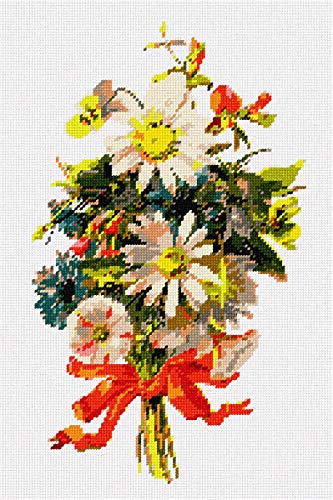 Pepita Bundle Flowers Tied In Ribbon Needlepoint Canvas