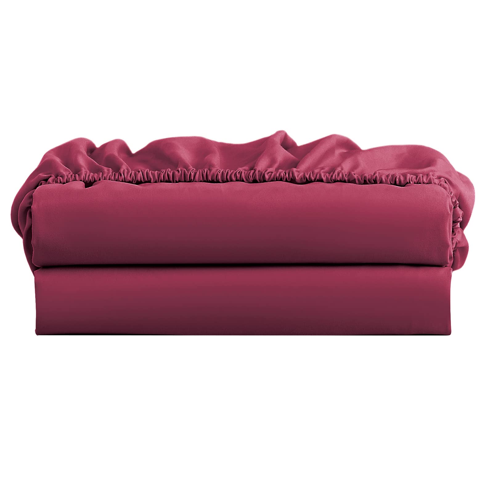 FreshCulture Twin XL Fitted Sheet Only 2 Pack - Hotel Quality Fitted Sheet - Ultra Soft & Breathable - Brushed Microfiber - Deep Pocket - Cooling Fitted Sheets for Twin XL Size Bed (Burgundy)