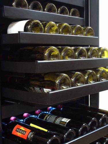 Vinotemp-VT-140-TS-142-Bottle-Dual-Zone-Seamless-Glass-Door-Refrigerator-Wine-Cooler-142-Bottle-Black-Right-Hinge