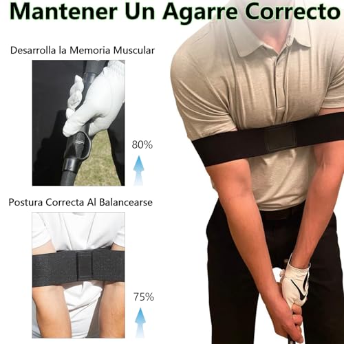 ILRFHSDBN Grip Trainer Golf con Banda de Swing de Golf para Brazo, Accesorios de Golf para Practicar Postura Correcta y Mejorar el Swing, Golf Grip Training Aid Adecuados para Principiantes