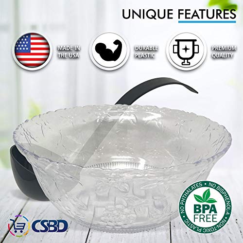 CSBD Punch Bowl Set with Ladle, 2 Gallon, Modern and Decorative for