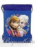 Disney Frozen Princess Elsa & Anna Royal Blue Drawstring Backpack Tote Bag