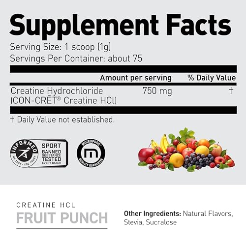 Kaged Creatine HCl Powder | 7X Concentrated vs Mono | Muscle Building & Recovery | High Absorption | No Bloating | Creatine for Men & Women | Vegan, Gluten Free | Fruit Punch | 75 Servings