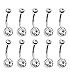 Coolrunner Lot of 10pc 14G Belly Button Ring Body Jewelry Piercing 10 Pack (Silver)