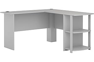 Ameriwood Home Dakota L-Shaped Desk with Bookshelves, Dove Gray