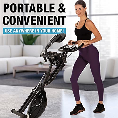 LANOS Foldable Exercise Bike For Home 2 In 1 Recumbent Exercise Bike and Upright Indoor